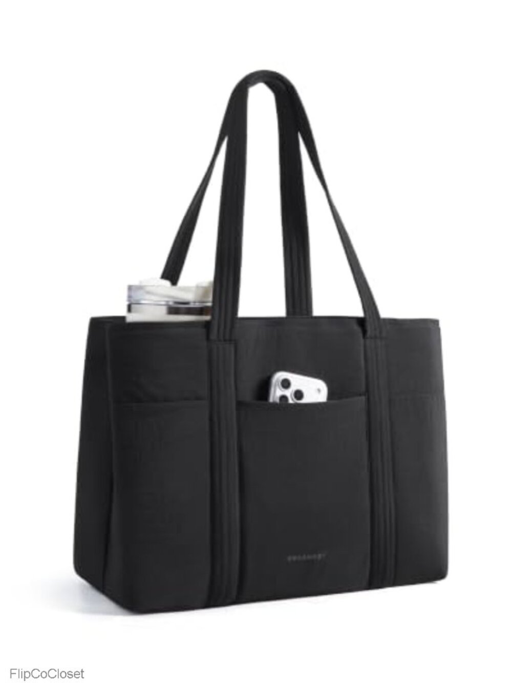 Women's Large Work Tote Bag with 3 Compartments, Polyester, Lightweight